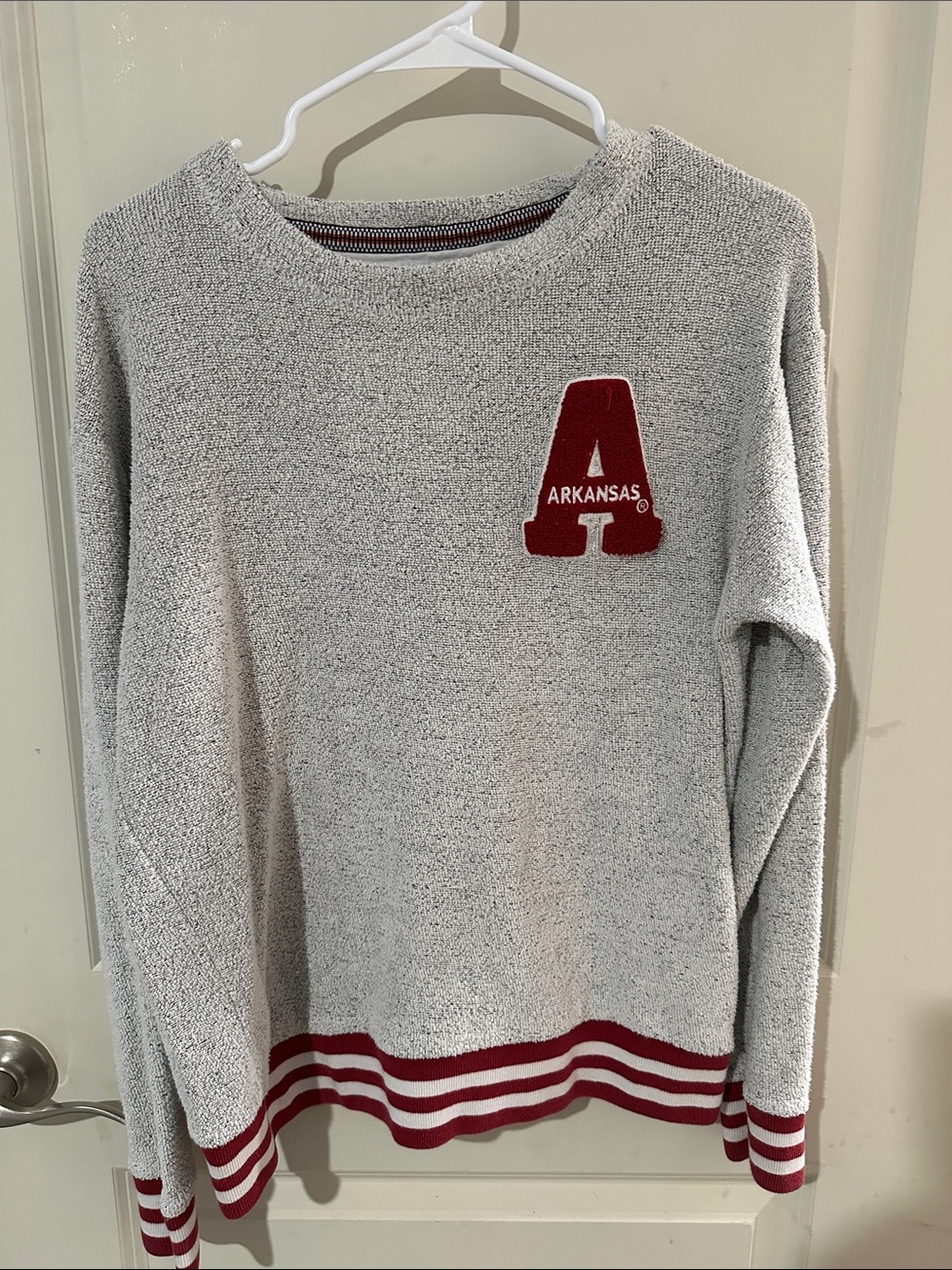 Women's Gray Crewneck Sweatshirt with Cardinal Trim